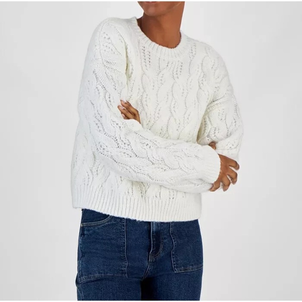 AND NOW THIS Women's Cable Knit Crewneck Sweater Size XXS E06739